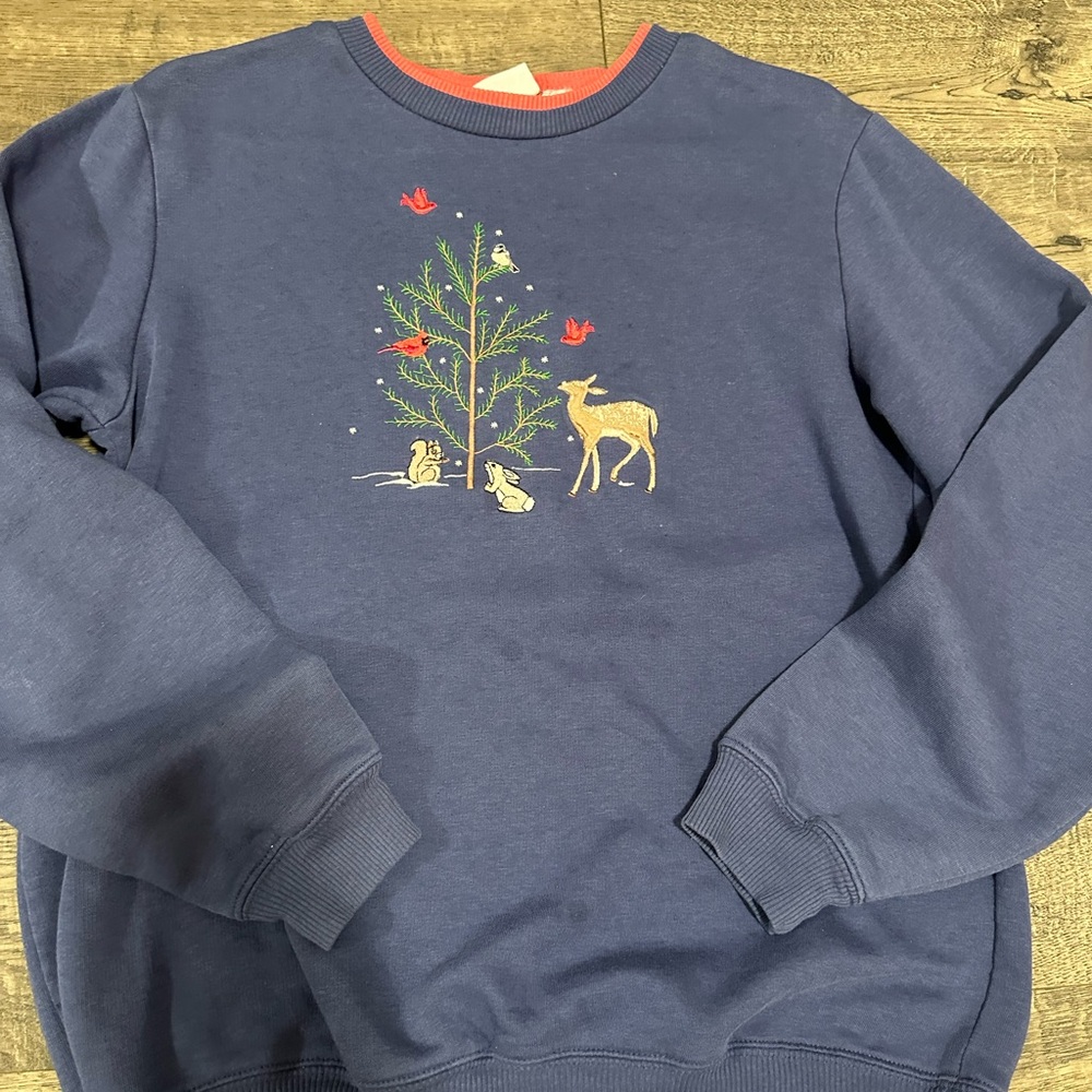 Blair Navy Crewneck Sweatshirt with Woodland Embroidery